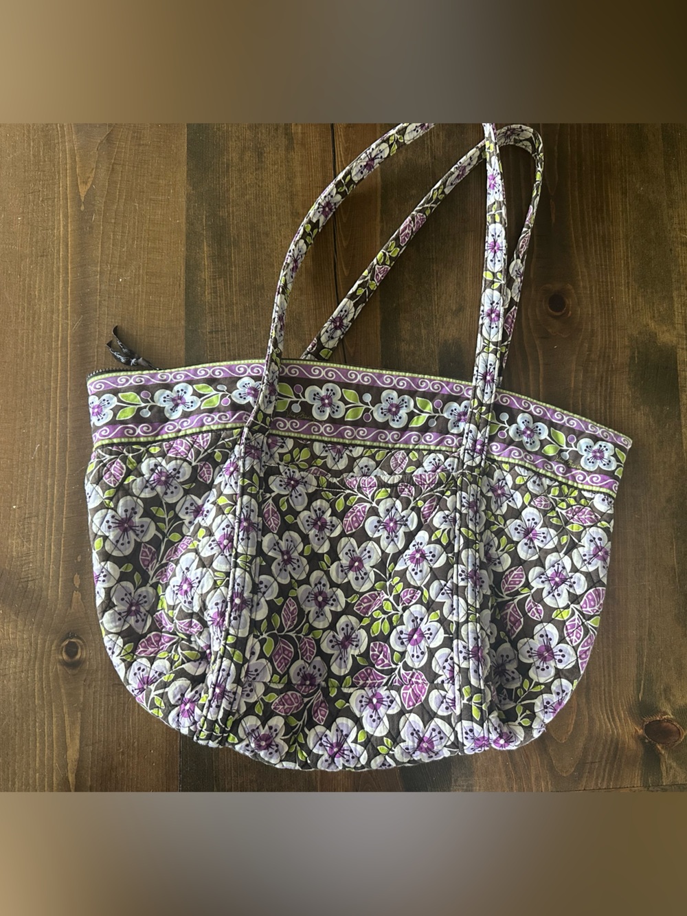 Vera Bradley Plum Petal Retired Large Quilted Tote w/ Matching Pouch